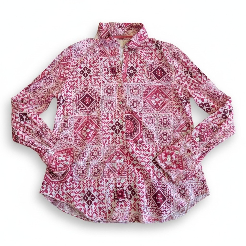 Cino Womens Cotton Button Up Shirt Boho Aztec Southwest Cowgirl Rodeo  Size XS
